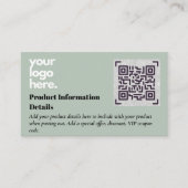 QR-code productverpakkingsgarantie details coupon Informatiekaartje (Voorkant)