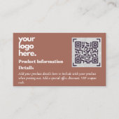QR-code productverpakkingsgarantie details coupon Informatiekaartje (Voorkant)
