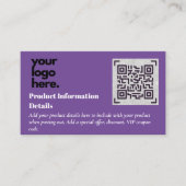 QR-code productverpakkingsgarantie details coupon Informatiekaartje (Voorkant)
