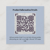 QR-code productverpakkingsgarantie details coupon Informatiekaartje (Voorkant)