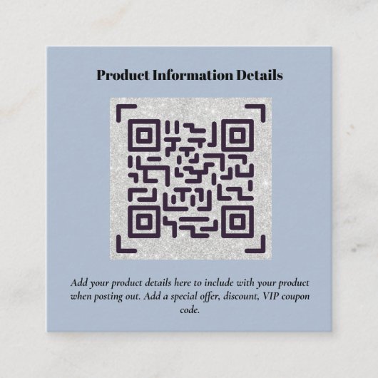 QR-code productverpakkingsgarantie details coupon Informatiekaartje (Voorkant)