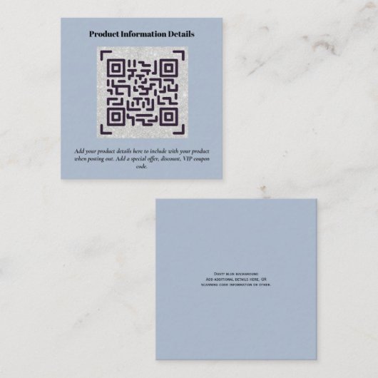 QR-code productverpakkingsgarantie details coupon Informatiekaartje (Voorkant / Achterkant)