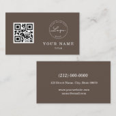 QR Code Professional Bruin Klassieke Logo Aangepas Visitekaartje (Voorkant / Achterkant)