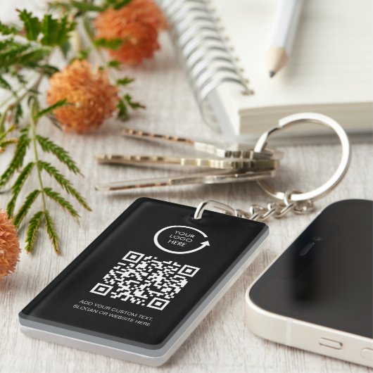 QR Code Professional business logo Simple Black Sleutelhanger (Voorkant Rechts)
