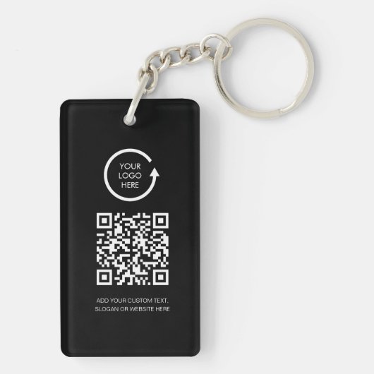 QR Code Professional business logo Simple Black Sleutelhanger (achterkant)