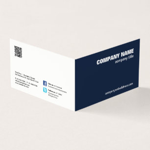 QR Code Professional Company Navy Blue Minimalist Visitekaartje