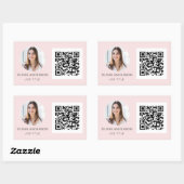 QR Code Professional Foto Blush roze rechthoekig Rechthoekige Sticker (Vel)
