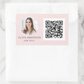 QR Code Professional Foto Blush roze rechthoekig Rechthoekige Sticker (Tas)