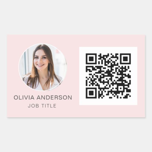 QR Code Professional Foto Blush roze rechthoekig Rechthoekige Sticker (Voorkant)