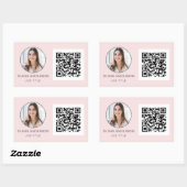 QR Code Professional Foto Blush roze Rechthoekige Sticker (Vel)