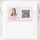 QR Code Professional Foto Blush roze Rechthoekige Sticker (Tas)