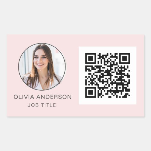 QR Code Professional Foto Blush roze Rechthoekige Sticker (Voorkant)