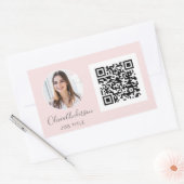 QR Code Professional Foto Blush roze roze roodbaar Rechthoekige Sticker (Envelop)