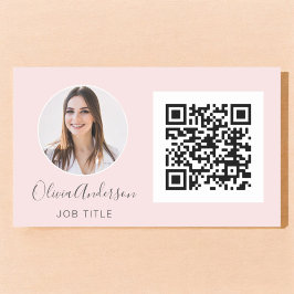 QR Code Professional Foto Blush roze roze roodbaar Rechthoekige Sticker