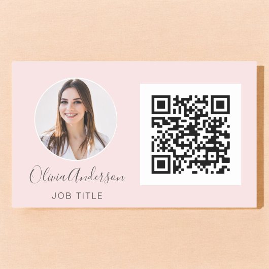 QR Code Professional Foto Blush roze roze roodbaar Rechthoekige Sticker