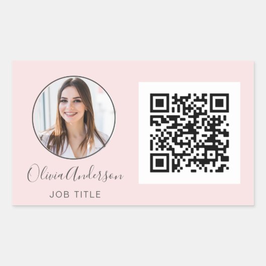 QR Code Professional Foto Blush roze roze roze gou Rechthoekige Sticker (Voorkant)