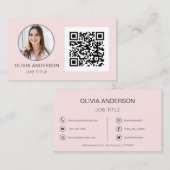 QR Code Professional Foto Blush roze roze roze gou Visitekaartje (Voorkant / Achterkant)