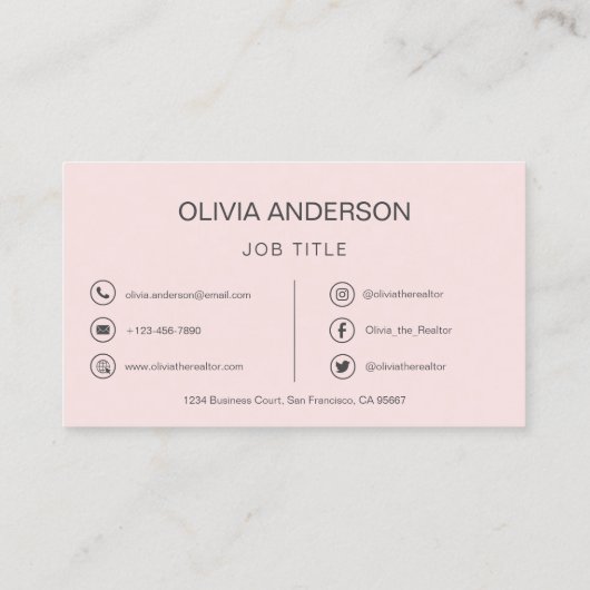QR Code Professional Foto Blush roze roze roze gou Visitekaartje (Achterkant)