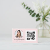 QR Code Professional Foto Blush roze roze roze gou Visitekaartje (Staand voorkant)