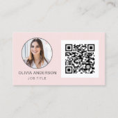 QR Code Professional Foto Blush roze roze roze gou Visitekaartje (Voorkant)