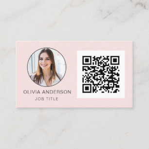 QR Code Professional Foto Blush roze roze roze gou Visitekaartje