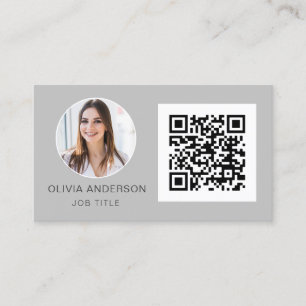 QR Code Professional Foto Silver Grey Business Ca Visitekaartje