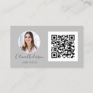 QR Code Professional Foto Silver Grey Business Ca Visitekaartje