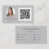 QR Code Professional Foto Silver Grey Visitekaartje (Voorkant / Achterkant)