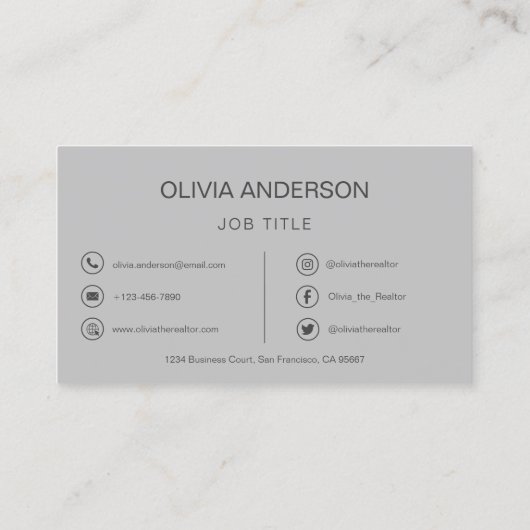 QR Code Professional Foto Silver Grey Visitekaartje (Achterkant)