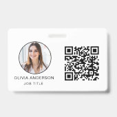 QR Code Professional Foto wit Visitekaartje Badge (Voorzijde)