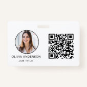 QR Code Professional Foto wit Visitekaartje Badge (Voorkant)