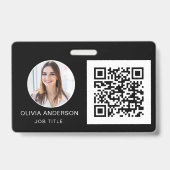 QR Code Professional Foto wit Visitekaartje Slecht Badge (Voorzijde)