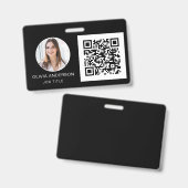 QR Code Professional Foto wit Visitekaartje Slecht Badge (Voor- en achterkant)