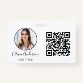 QR Code Professional Foto wit Visitekaartje Slecht Badge (Voorkant)