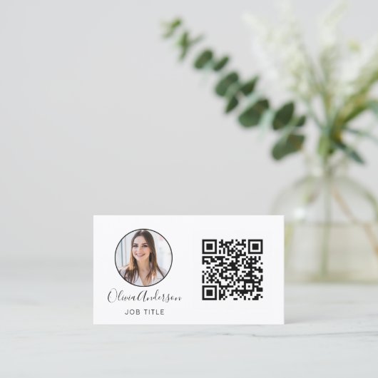 QR Code Professional Foto zwart wit BU Visitekaartje (Staand voorkant)