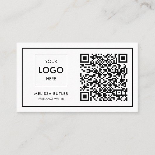 QR-code Professional Logo, zwart en wit Visitekaartje (Voorkant)