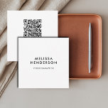 QR Code Professional Minimaal wit Vierkante Visitekaartje<br><div class="desc">Minimalistisch en modern visitekaartje met aangepaste QR-code.</div>