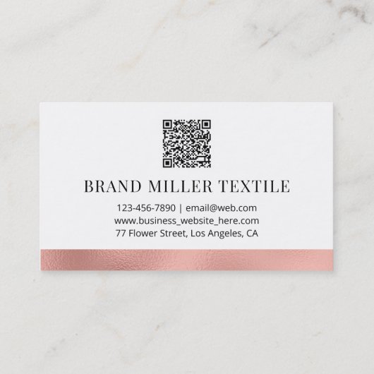 QR Code Professional Monogram Roos Gold Faux Folie Visitekaartje (Achterkant)