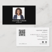 QR CODE Professional SQUARE Headshot Foto zwart Visitekaartje (Voorkant / Achterkant)