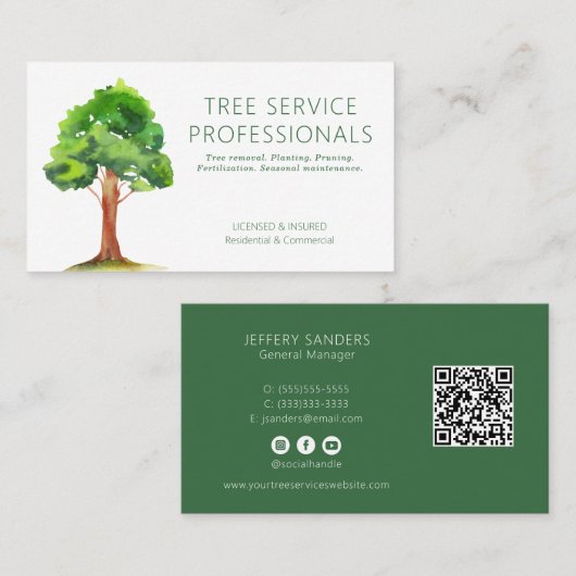 QR Code Professional Tree Services Visitekaartje (Voorkant / Achterkant)