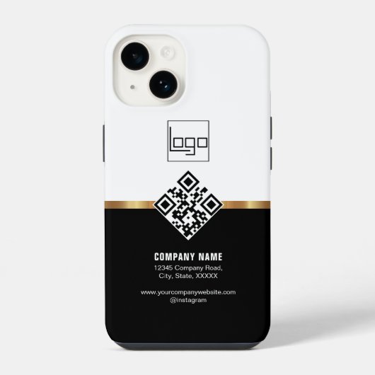 QR Code Professioneel Aangepaste Logo Zwart Goud M iPhone Hoesje (Achterkant)
