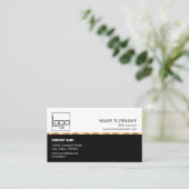 QR Code Professioneel Aangepaste Logo Zwart Goud M Visitekaartje (Staand voorkant)