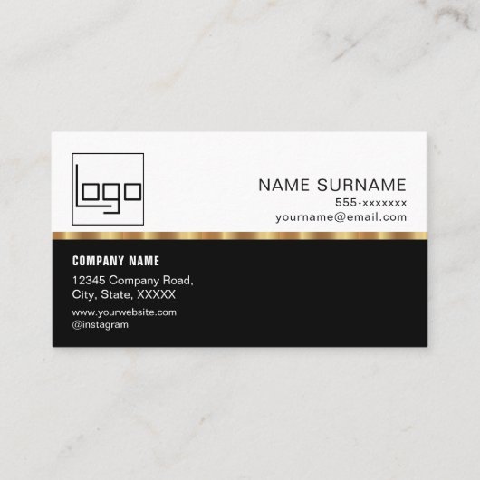 QR Code Professioneel Aangepaste Logo Zwart Goud M Visitekaartje (Voorkant)