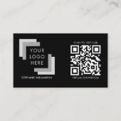 QR Code Professioneel Aangepaste Logo Zwart Modern Visitekaartje (Voorkant)