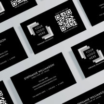QR Code Professioneel Aangepaste Logo Zwart Modern