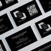 QR Code Professioneel Aangepaste Logo Zwart Modern Visitekaartje