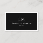 QR Code Professioneel Minimaal Monogram Zwart Wit Visitekaartje (Voorkant)