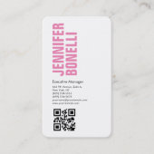 QR code professioneel minimalistisch vet roze wit Visitekaartje (Voorkant)