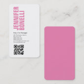 QR code professioneel minimalistisch vet roze wit Visitekaartje (Voorkant / Achterkant)