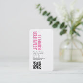 QR code professioneel minimalistisch vet roze wit Visitekaartje (Staand voorkant)